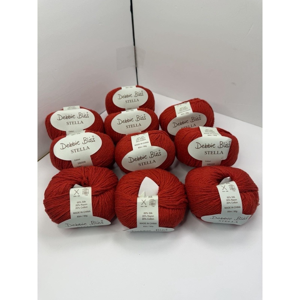 10‎ Skeins Debbie Bliss Stella Red Silk Rayon Cotton